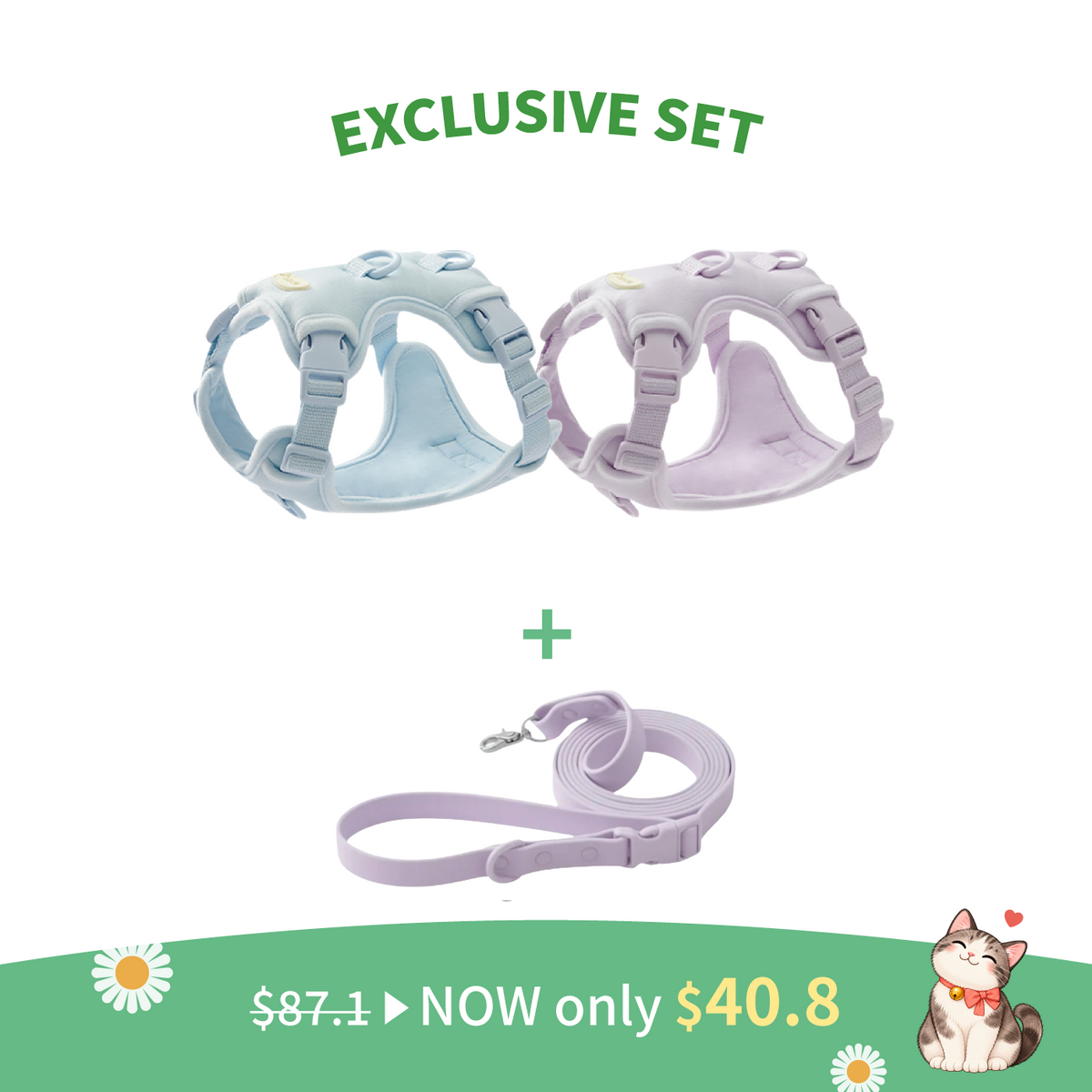 Macaron Harness & Leash 1+1 Set