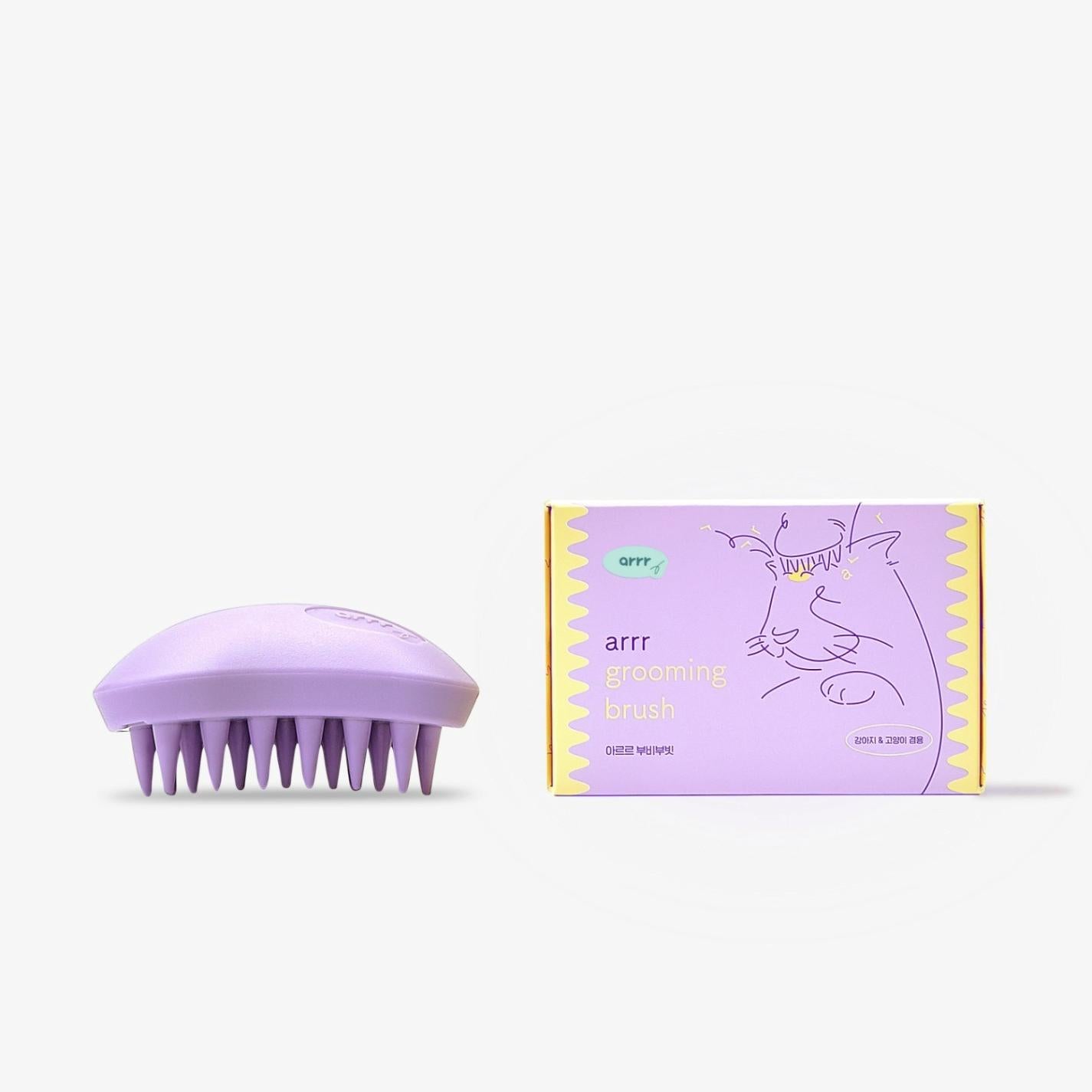 Korea-made pet grooming brush for cats and dogs. 100% natural rubber brush removes loose hair and tangles gently, while the curved design provides a stable grip. The stylish purple color adds a touch of flair to grooming time.